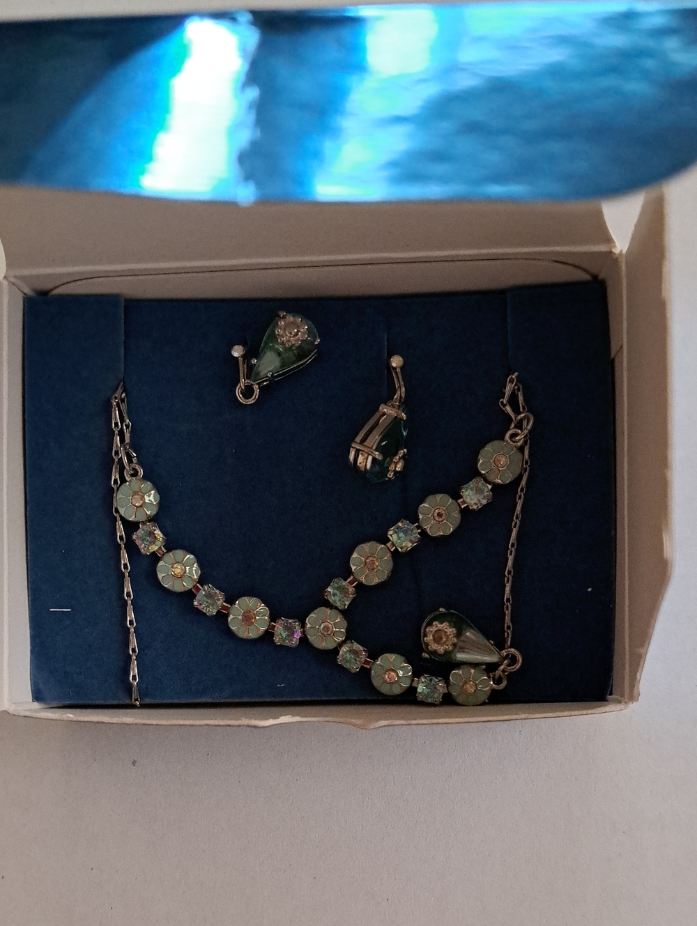 Avon 2007 Turquois Crystal Necklace and Earrings Set F3102471